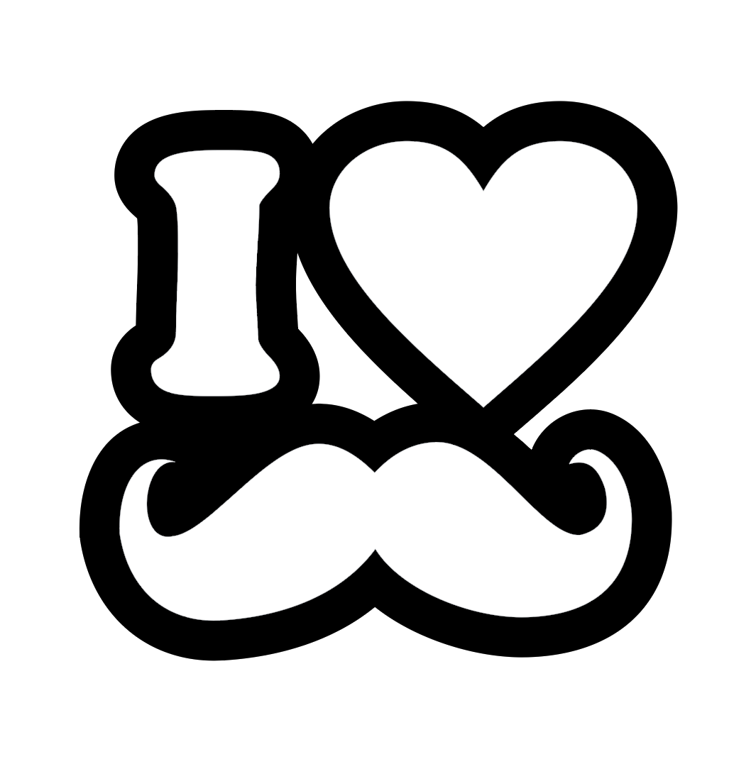 Sticker Auto - I Love Moustache diverse funny