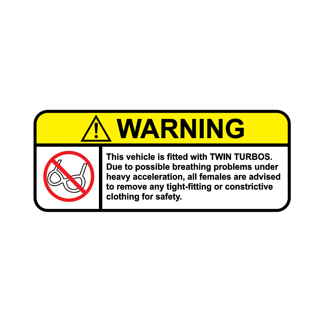 Sticker Auto - Warning Twin Turbo diverse funny printate