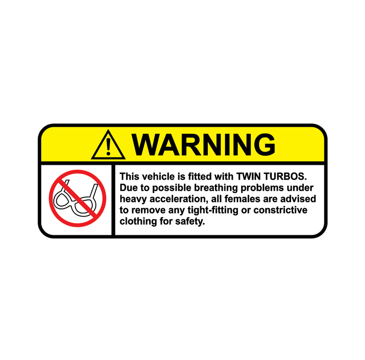 Sticker Auto - Warning Twin Turbo diverse funny printate