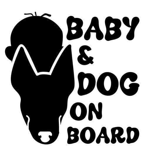 Sticker Auto Baby And Dog On Board - 2 baby-on-board diverse dog