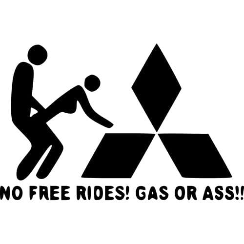 Sticker Auto No Free Rides Mitsubishi 18+ diverse mitsubishi