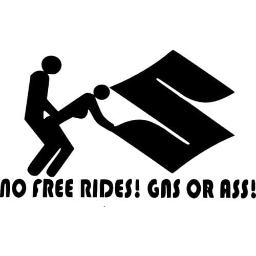 Sticker Auto No Free Rides Suzuki 18+ diverse suzuki